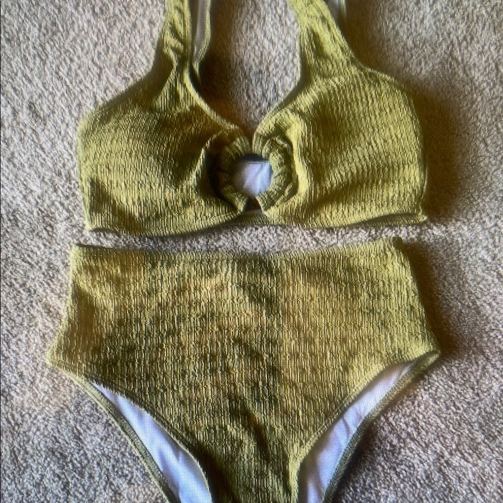 Textured Olive Green Bikini Set